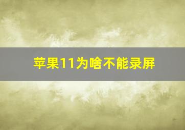 苹果11为啥不能录屏