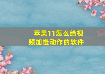 苹果11怎么给视频加慢动作的软件