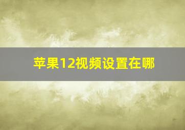 苹果12视频设置在哪