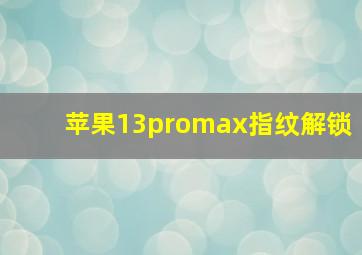 苹果13promax指纹解锁