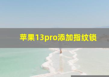 苹果13pro添加指纹锁