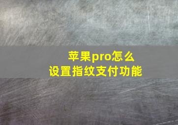 苹果pro怎么设置指纹支付功能