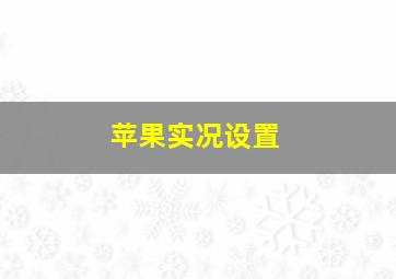 苹果实况设置