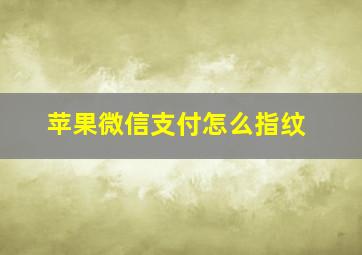 苹果微信支付怎么指纹