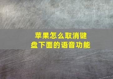 苹果怎么取消键盘下面的语音功能