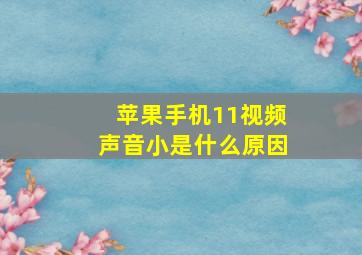 苹果手机11视频声音小是什么原因