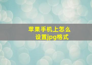 苹果手机上怎么设置jpg格式