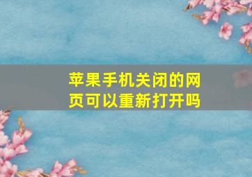 苹果手机关闭的网页可以重新打开吗