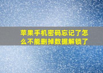 苹果手机密码忘记了怎么不能删掉数据解锁了