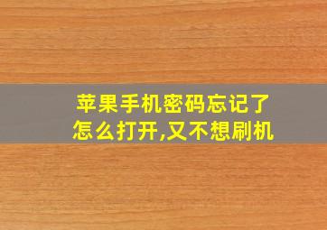 苹果手机密码忘记了怎么打开,又不想刷机