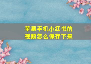 苹果手机小红书的视频怎么保存下来