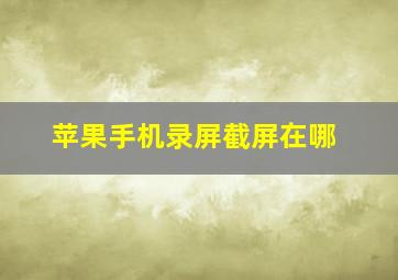 苹果手机录屏截屏在哪