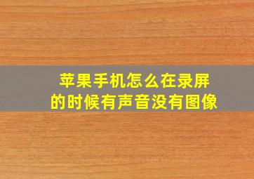 苹果手机怎么在录屏的时候有声音没有图像