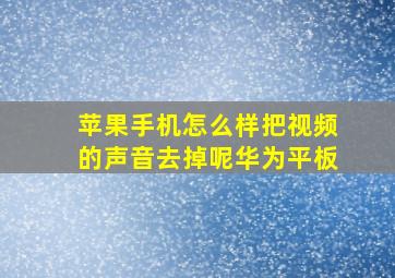 苹果手机怎么样把视频的声音去掉呢华为平板