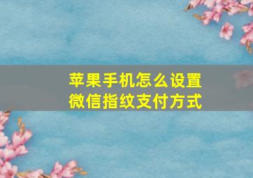 苹果手机怎么设置微信指纹支付方式