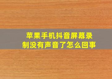 苹果手机抖音屏幕录制没有声音了怎么回事