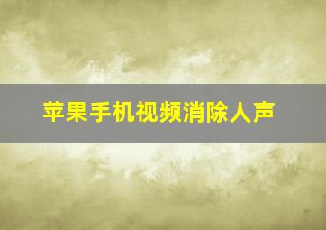 苹果手机视频消除人声