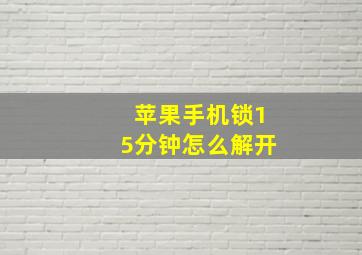 苹果手机锁15分钟怎么解开