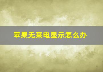 苹果无来电显示怎么办