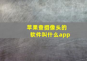 苹果查摄像头的软件叫什么app