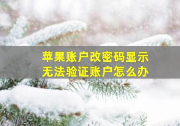 苹果账户改密码显示无法验证账户怎么办