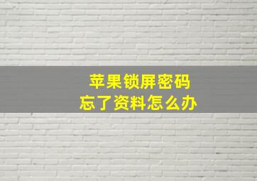 苹果锁屏密码忘了资料怎么办