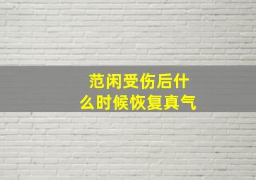 范闲受伤后什么时候恢复真气