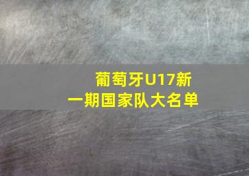 葡萄牙U17新一期国家队大名单