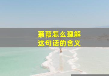 蒹葭怎么理解这句话的含义