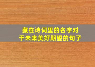 藏在诗词里的名字对于未来美好期望的句子