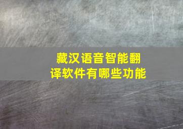 藏汉语音智能翻译软件有哪些功能