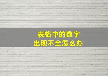 表格中的数字出现不全怎么办