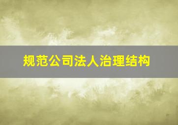 规范公司法人治理结构