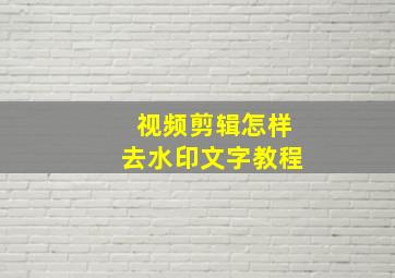 视频剪辑怎样去水印文字教程