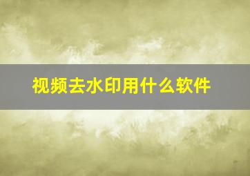 视频去水印用什么软件