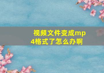 视频文件变成mp4格式了怎么办啊