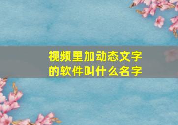 视频里加动态文字的软件叫什么名字