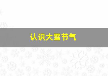 认识大雪节气