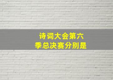 诗词大会第六季总决赛分别是