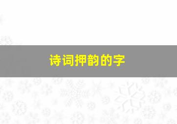 诗词押韵的字