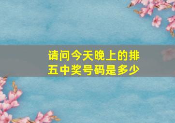 请问今天晚上的排五中奖号码是多少