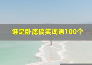 谁是卧底搞笑词语100个