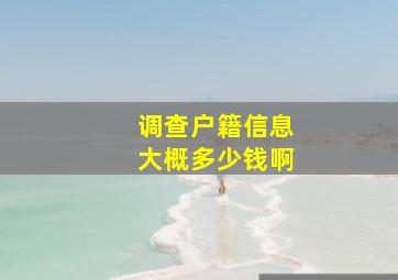 调查户籍信息大概多少钱啊