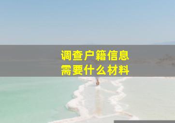 调查户籍信息需要什么材料