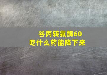 谷丙转氨酶60吃什么药能降下来