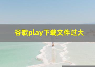 谷歌play下载文件过大