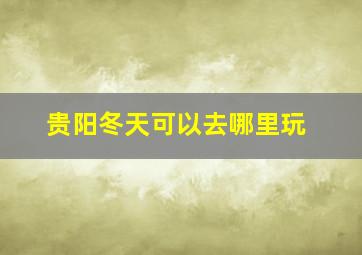 贵阳冬天可以去哪里玩