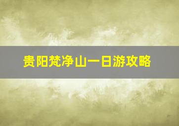 贵阳梵净山一日游攻略