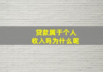 贷款属于个人收入吗为什么呢