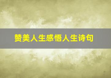 赞美人生感悟人生诗句